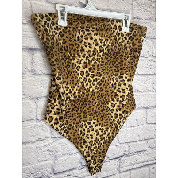 LC Lizette Collection Leopard Print Strapless Bodysuit Women's SZ XL NEW W/TAGS - Picture 2 of 5